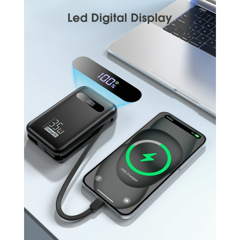 Pin Sạc Dự Phòng EnergyQC 20000mAh 35W PD QC4.0 Tích Hợp Cáp USB-C & Lightning