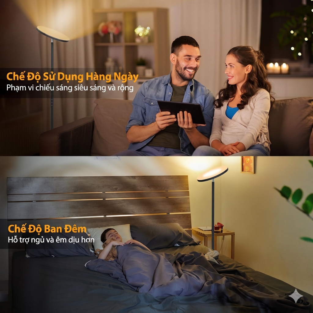 Đèn LED Đứng Thông Minh Yotutun RGB FLE-036 Xoay 350° Điều Khiển Remote Cao 1.75m