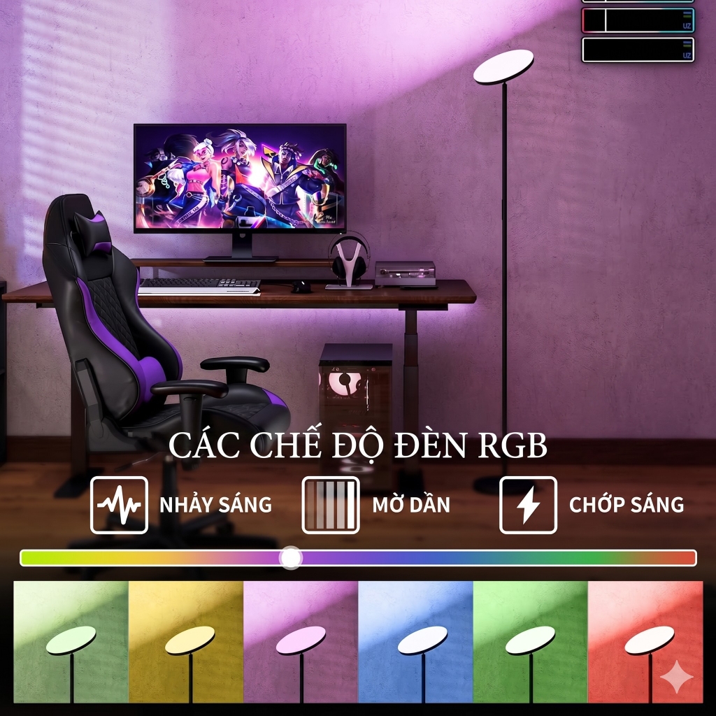 Đèn LED Đứng Thông Minh Yotutun RGB FLE-036 Xoay 350° Điều Khiển Remote Cao 1.75m