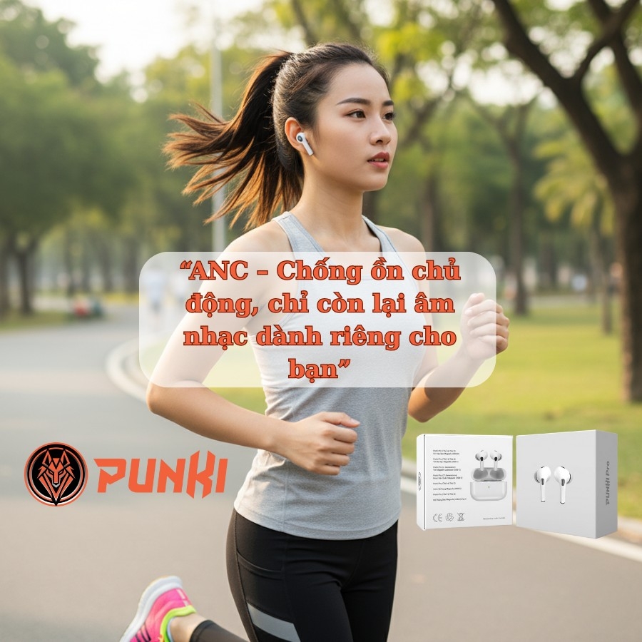 Tai Nghe Không Dây Punki Pro 2 Hổ Vằn 1563E ANC Chống Ồn Chủ Động