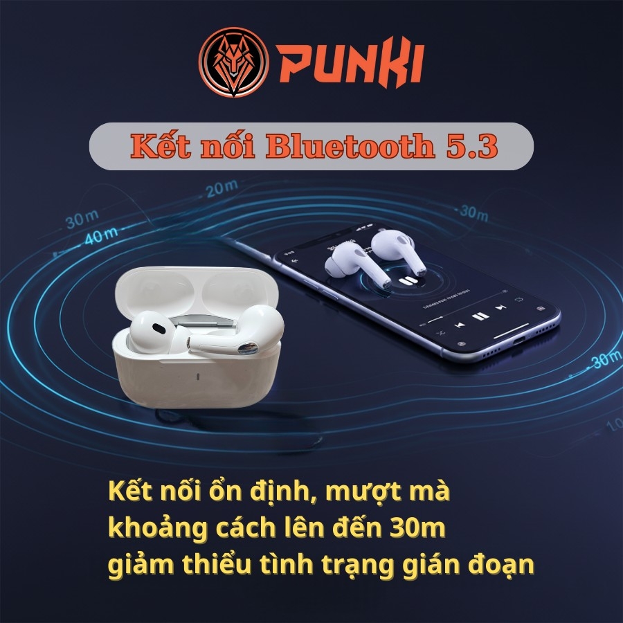Tai Nghe Không Dây Punki Pro 2 Hổ Vằn 1563E ANC Chống Ồn Chủ Động