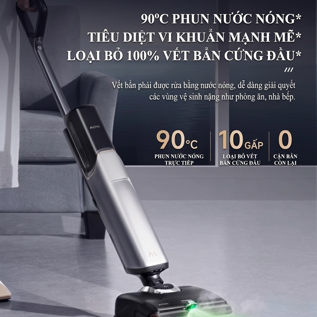 Máy Hút Bụi Lau Sàn MOVA X4 Pro 20000Pa Lau Nước Nóng 90°C Tự Giặt Sấy Con Lăn