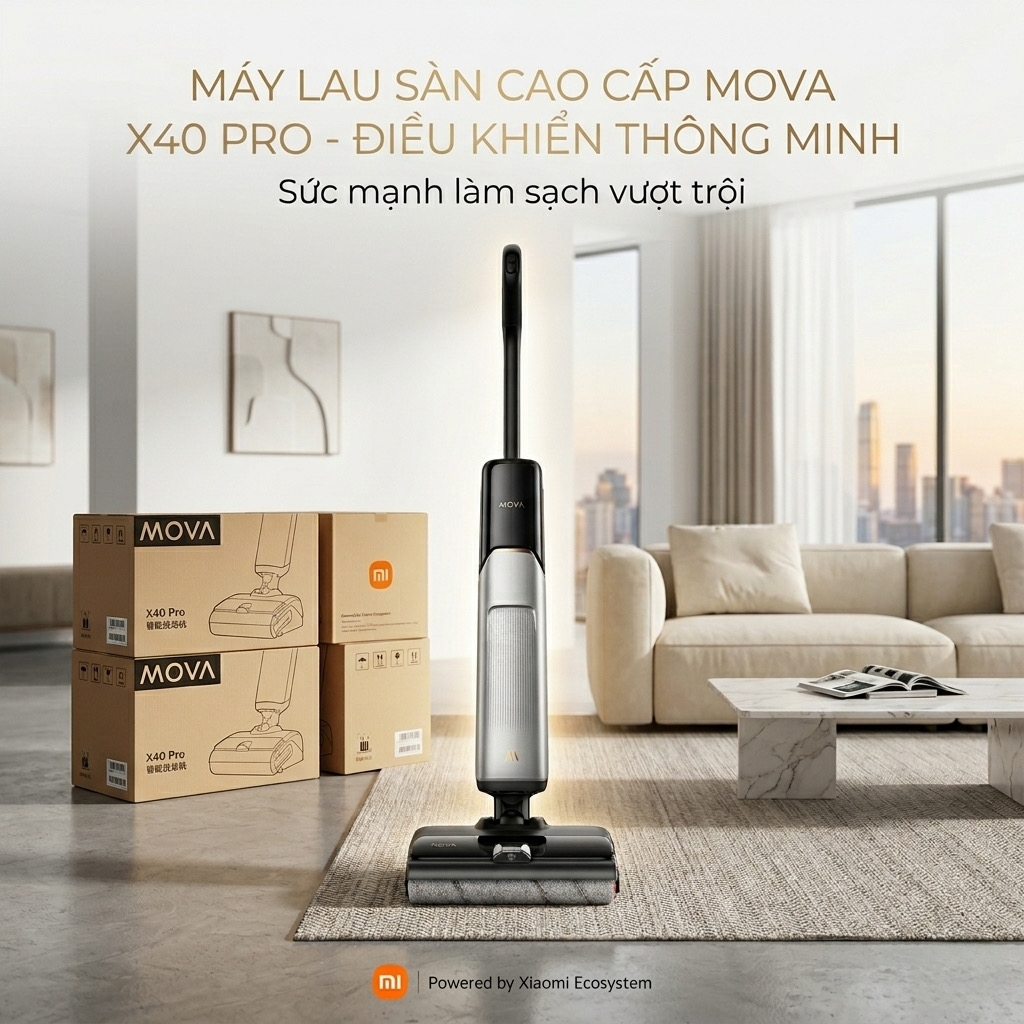 Máy Hút Bụi Lau Sàn MOVA X4 Pro 20000Pa Lau Nước Nóng 90°C Tự Giặt Sấy Con Lăn