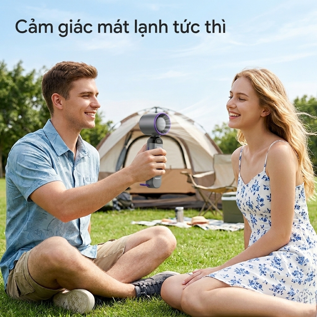 Quạt Cầm Tay Turbo ROCK LQ-217B 100 Cấp Độ Gió Màn Hình LED