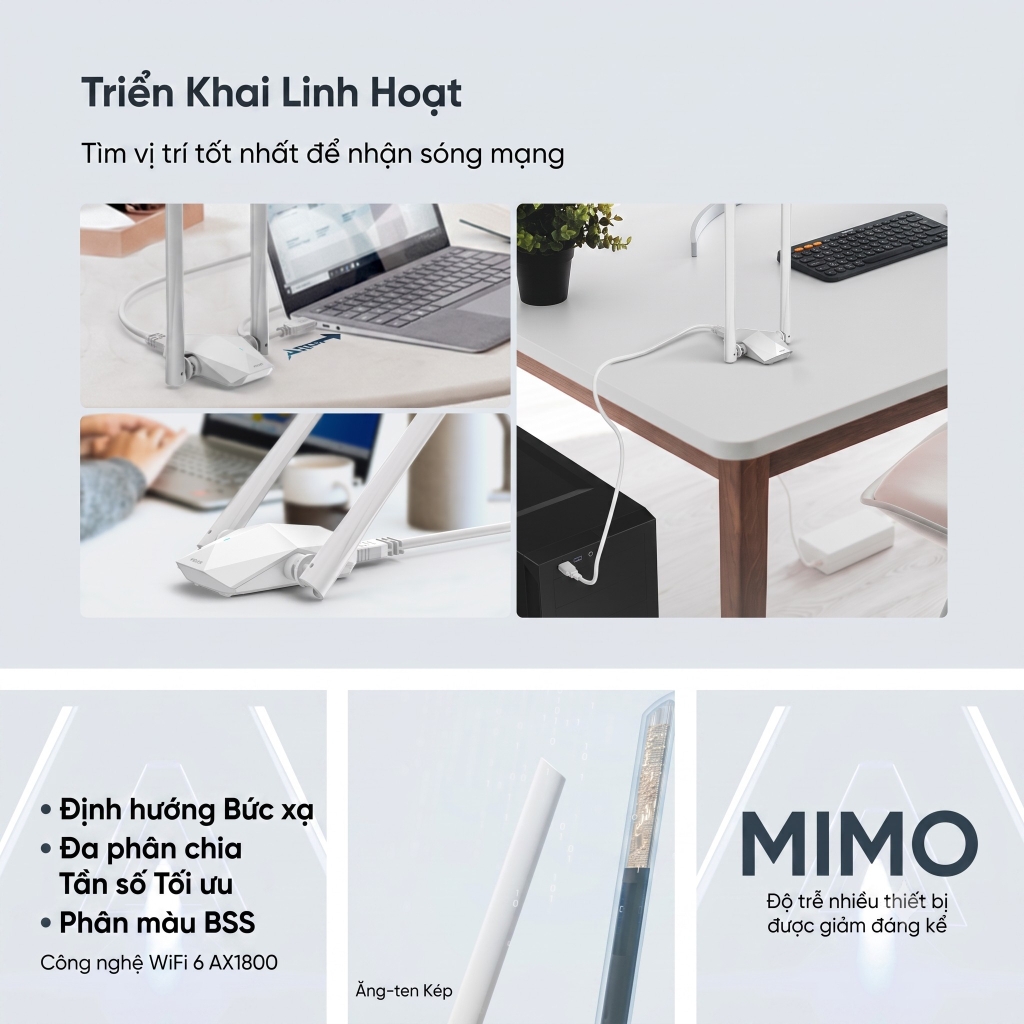 Bộ Thu WiFi USB AX1800 WiFi 6 Rock Space U1A Băng Tần Kép USB 3.0 Tốc Độ 1800Mbps