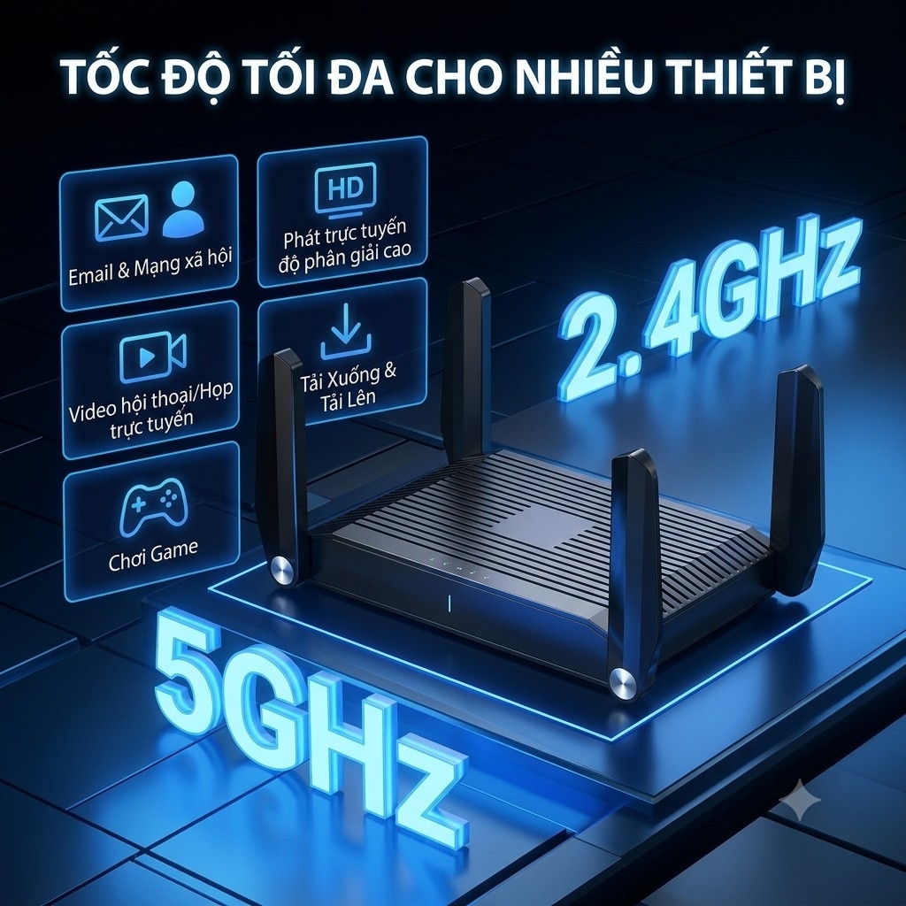 Router WiFi 6 Rock Space AX3200 3200Mbps 4 Ăng-ten Băng Tần Kép Gigabit Mesh
