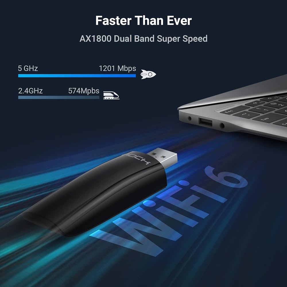 USB Thu WiFi 6 Rock Space AX1800 Băng Tần Kép USB 3.0 Cho Laptop & PC