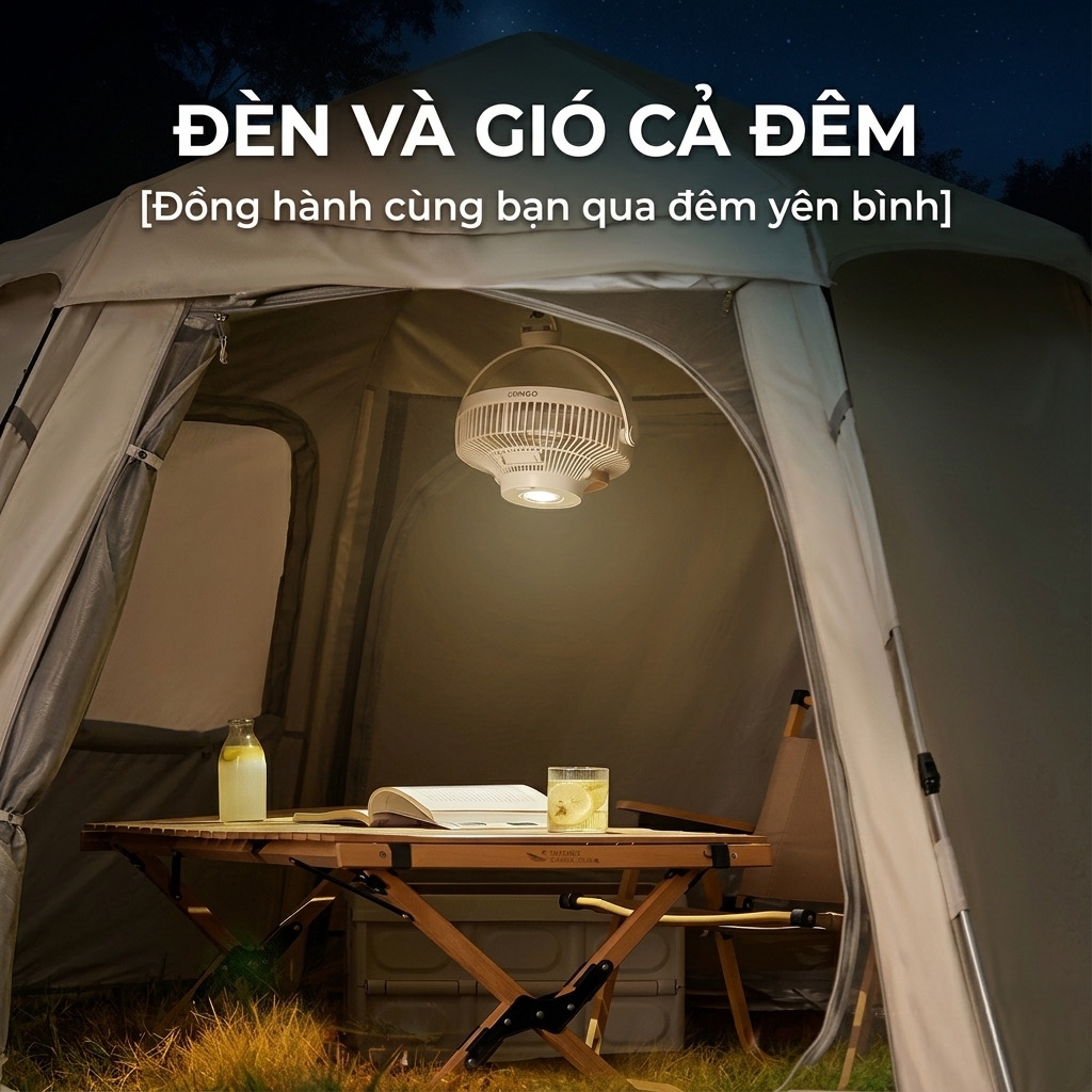 Quạt Tích Điện Chống Muỗi Uringo 10000mAh Đèn LED Sạc Type-C