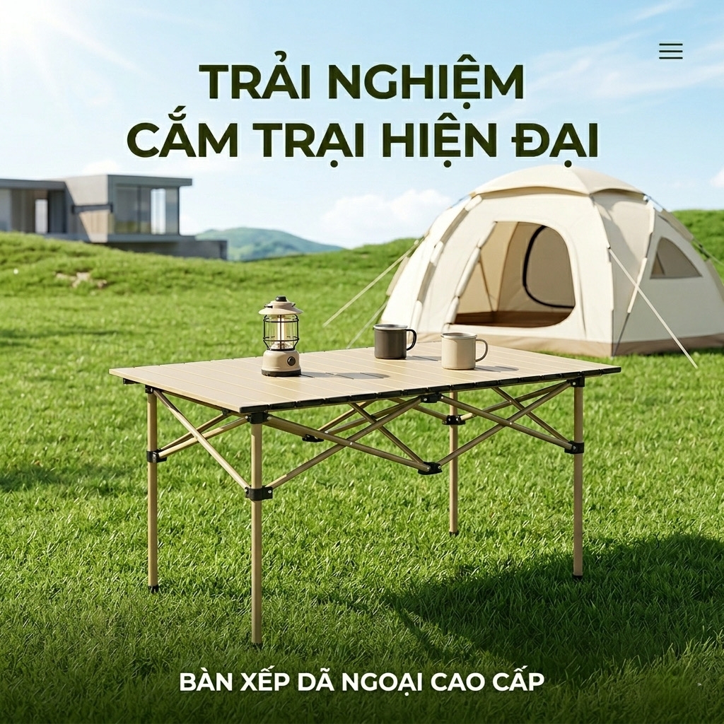 Bàn Xếp Dã Ngoại Gấp Gọn Hợp Kim Cao Cấp Cho Cắm Trại Camping Du Lịch Ngoài Trời