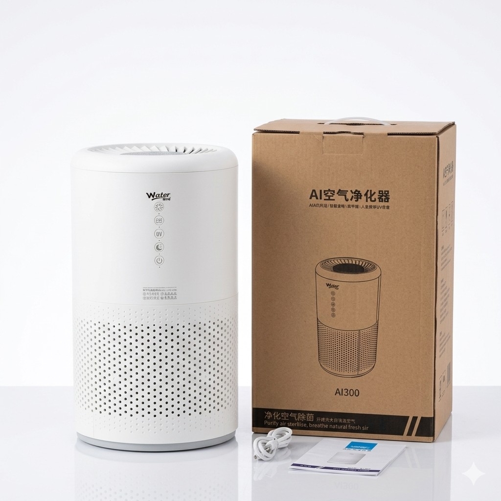 Máy Lọc Không Khí AI300 Water System – Tạo Ion Âm, Đèn UV Diệt Khuẩn, Loa Bluetooth, Lõi Lọc HEPA