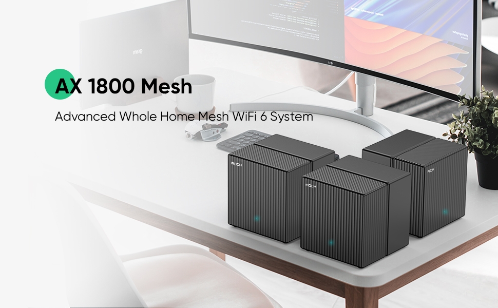 Hệ Thống Mesh WiFi 6 Rock Space AX1800 Bộ 3 Thiết Bị Phủ Sóng Toàn Diện