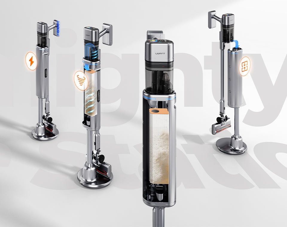 Máy hút bụi cầm tay không dây UWANT V100, tự đổ rác, khử khuẩn Ozone