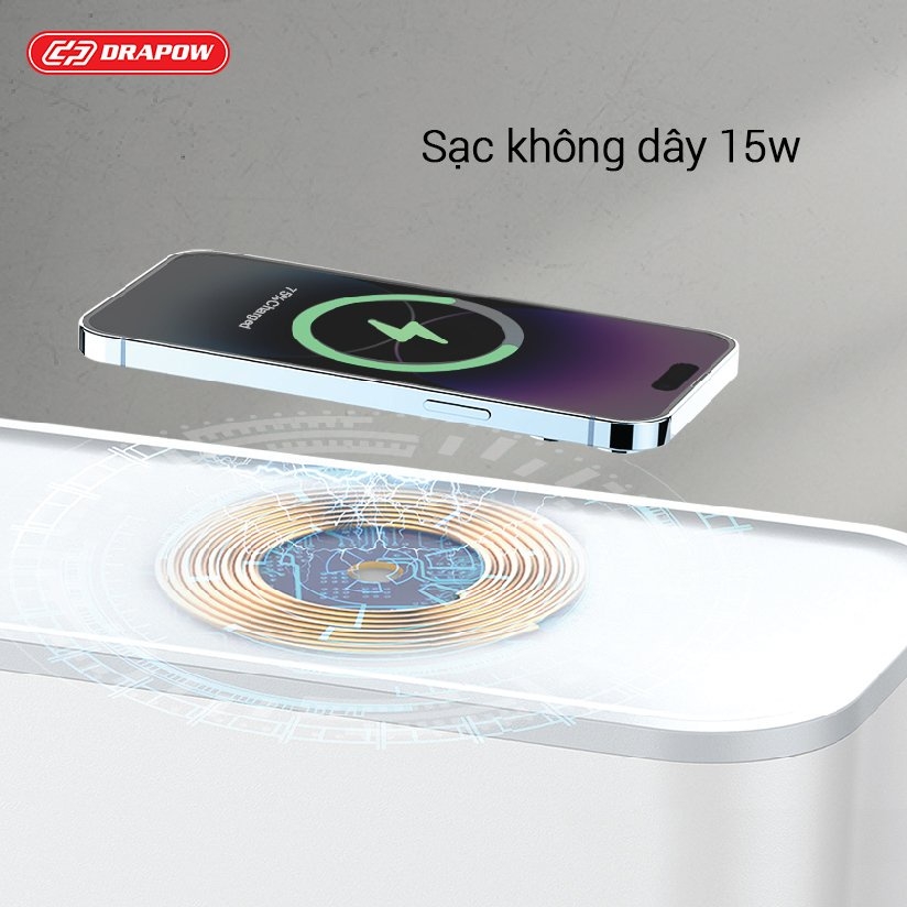 Ổ điện cao cấp Drapow SK26 5 ổ cắm 2500W, 1 cổng sạc Type C 20W, 1 cổng sạc QC 18W, 1 cổng USB-A 12W + sạc không dây