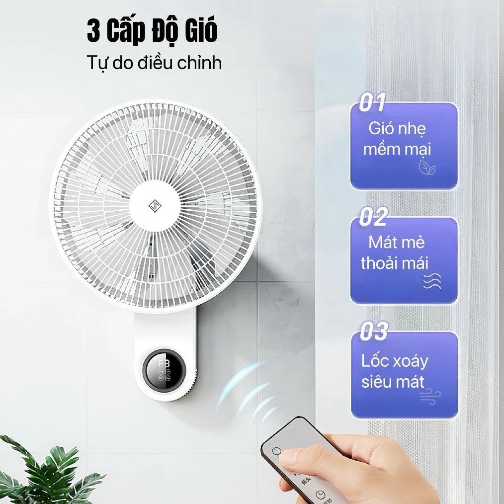 Quạt Treo Tường Thông Minh Jipin JP-FGB-B22SR – Kết Nối App Xiaomi Home, Gió 3D, Động Cơ DC Êm, Tiết Kiệm Điện
