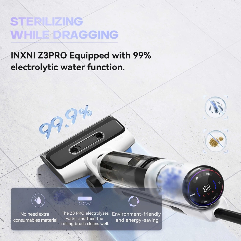 Máy lau nhà & hút bụi INXNI Z3 Pro - 3 trong 1, tự sấy giẻ, diệt khuẩn