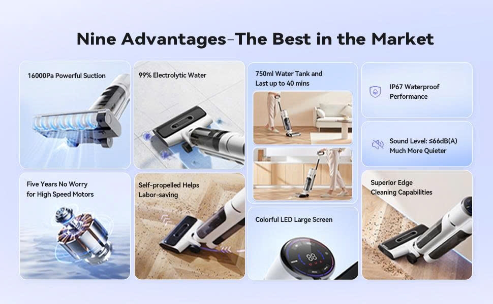 Máy lau nhà & hút bụi INXNI Z3 Pro - 3 trong 1, tự sấy giẻ, diệt khuẩn