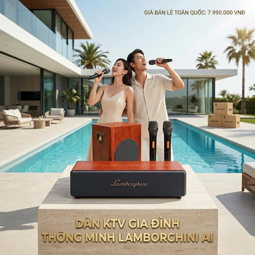 Loa Karaoke AI Lamborghini TOPI M9 60W, 2 Micro Không Dây, Android, Bluetooth, Loa Karaoke Mini Di Động