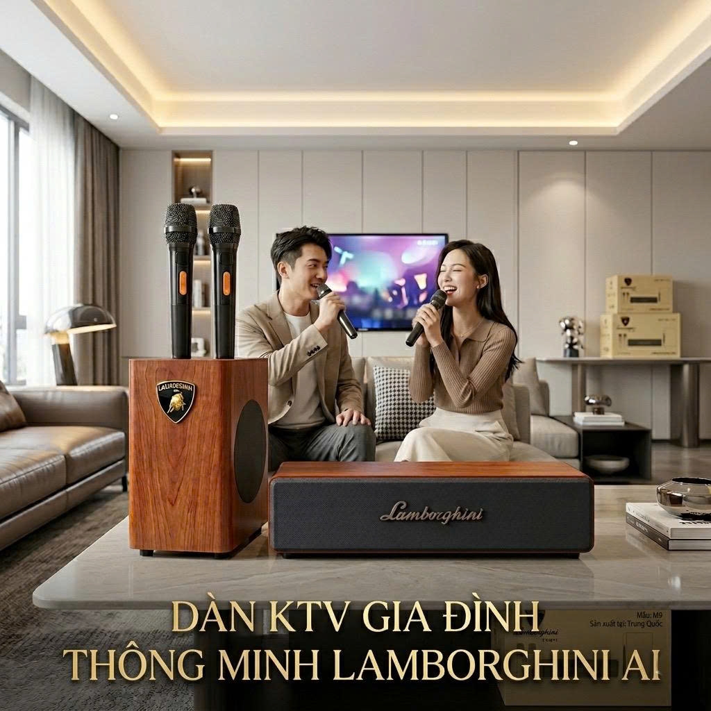 Loa Karaoke AI Lamborghini TOPI M9 60W, 2 Micro Không Dây, Android, Bluetooth, Loa Karaoke Mini Di Động