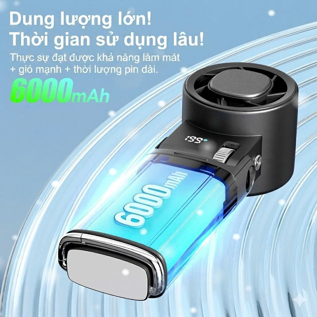 Quạt Mini Cầm Tay IceWing JF181 Vỏ Nhôm Cao Cấp – Có Làm Lạnh, 199 Tốc Độ, Pin Sạc, Màn Hình LED