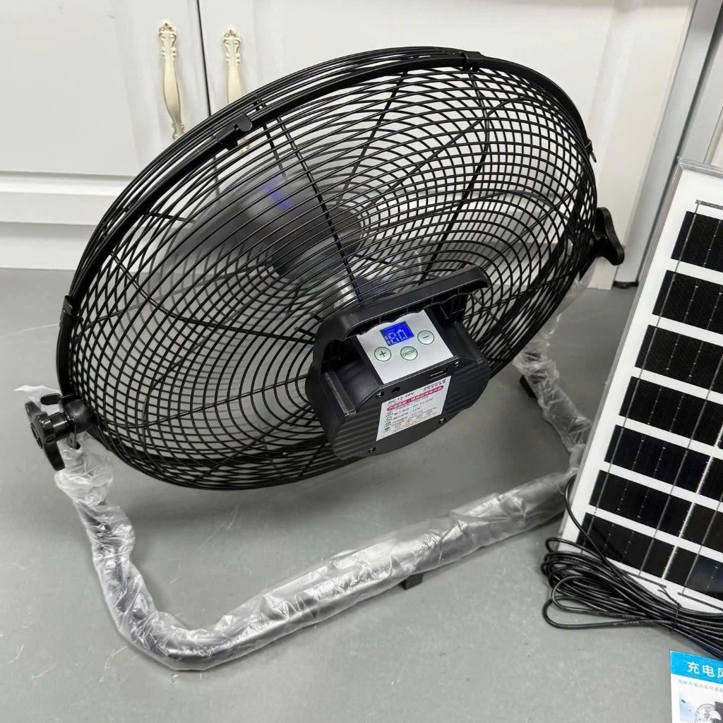 Quạt Tích Điện Năng Lượng Mặt Trời Leamorn – Pin Lớn, Gió Mạnh, Kèm Panel NLMT, Dùng Khi Mất Điện