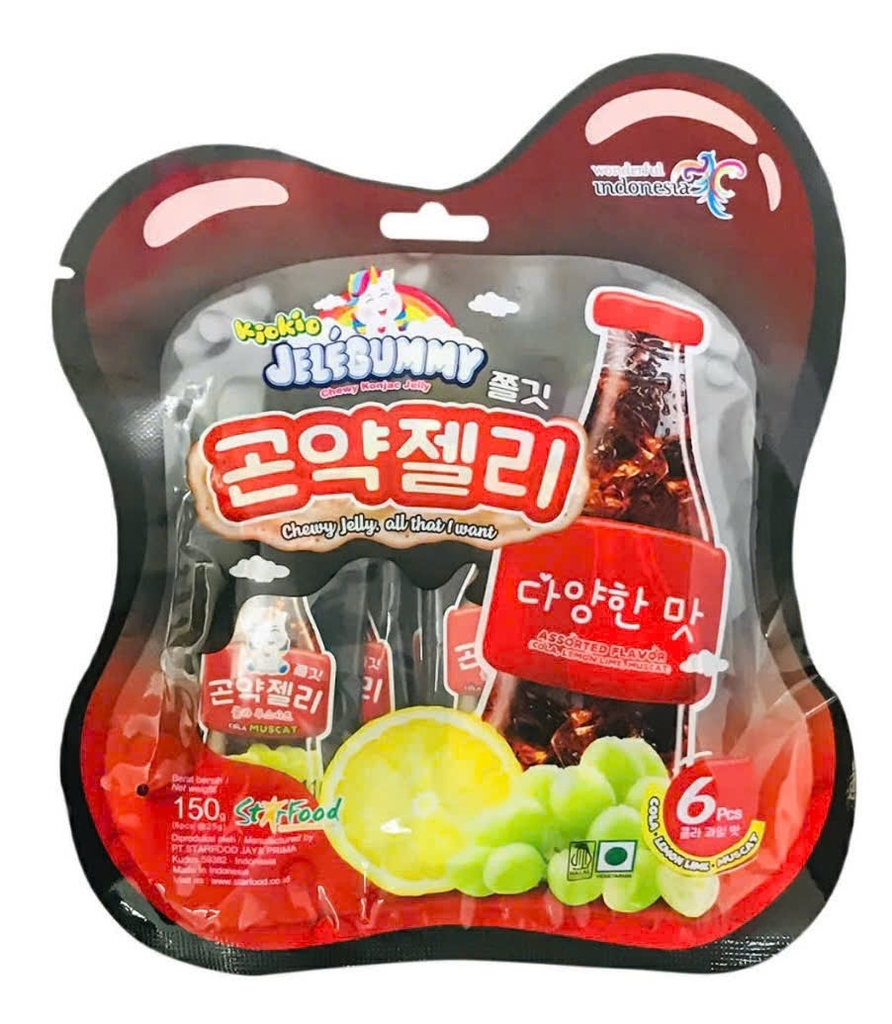 Thạch Jele Gummy ( nho cola , ổi táo , dâu vải ) B/6gói