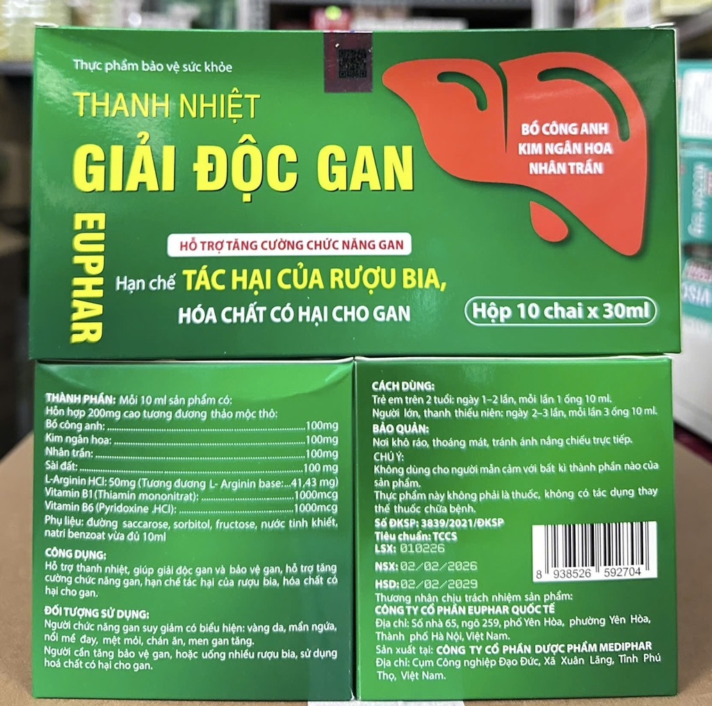 GIẢI ĐỘC GAN xanh Euphar h/10ch
