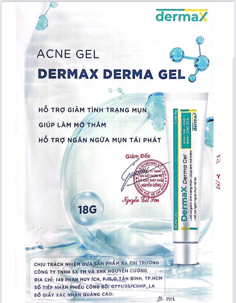 Kem mụn DERMAX gel tip/18g