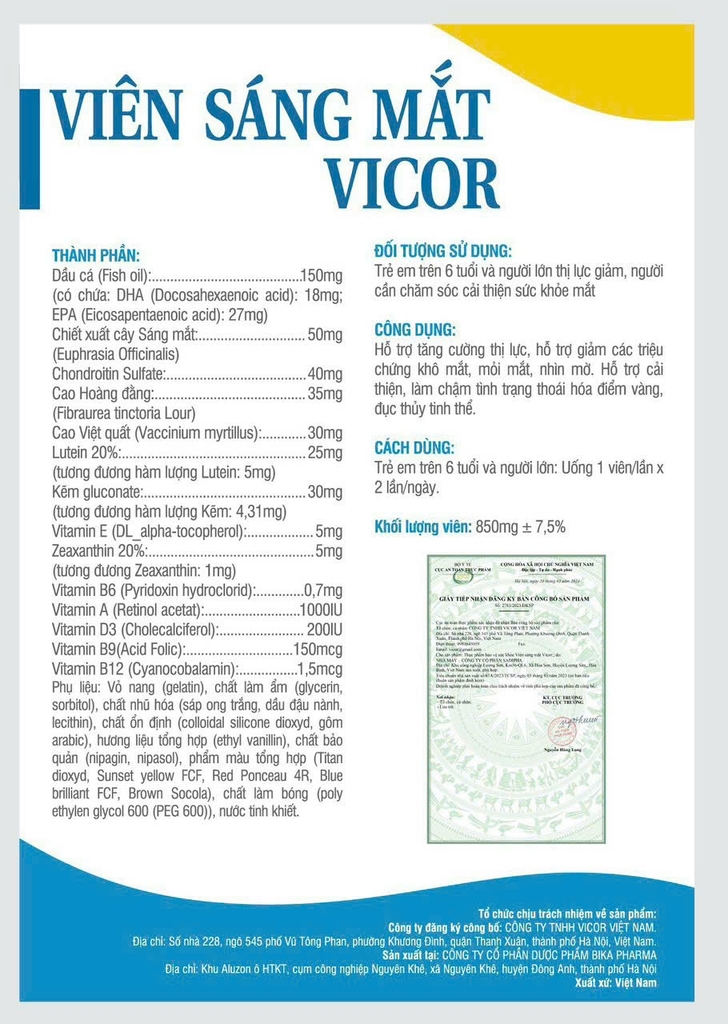 VIÊN SÁNG MẮT VICOR