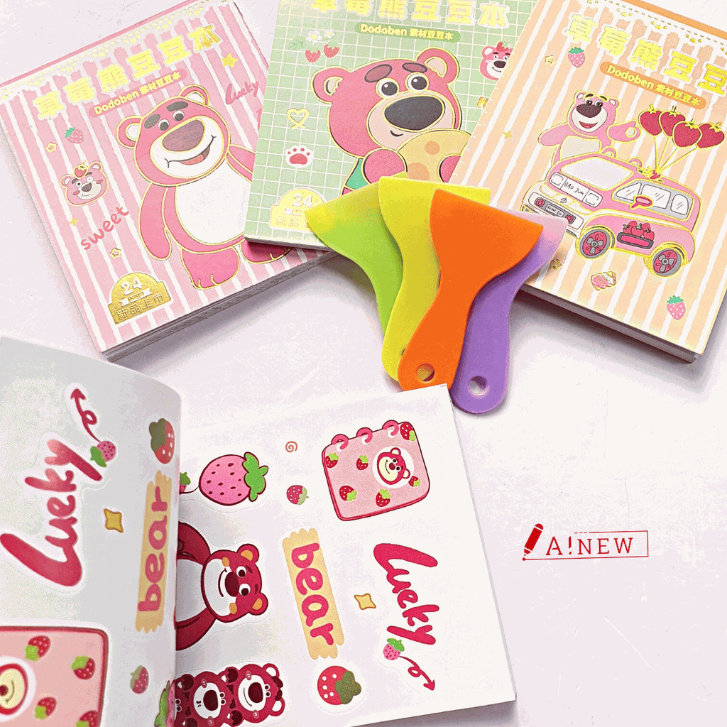 SỔ STICKER GẤU DÂU 24 TRANG / GẤU DÂU / TẶNG KÈM DỤNG CỤ DÁN STICKER / MÃ SỐ 346660