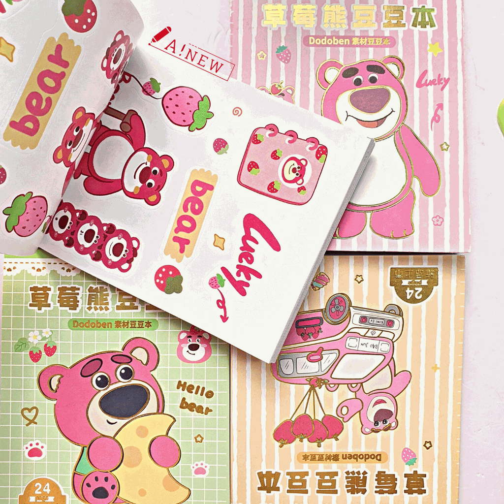 SỔ STICKER GẤU DÂU 24 TRANG / GẤU DÂU / TẶNG KÈM DỤNG CỤ DÁN STICKER / MÃ SỐ 346660