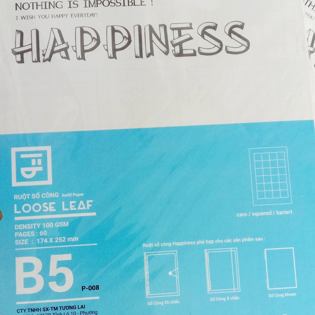 Ruột sổ còng Happiness - Refill Page - B5