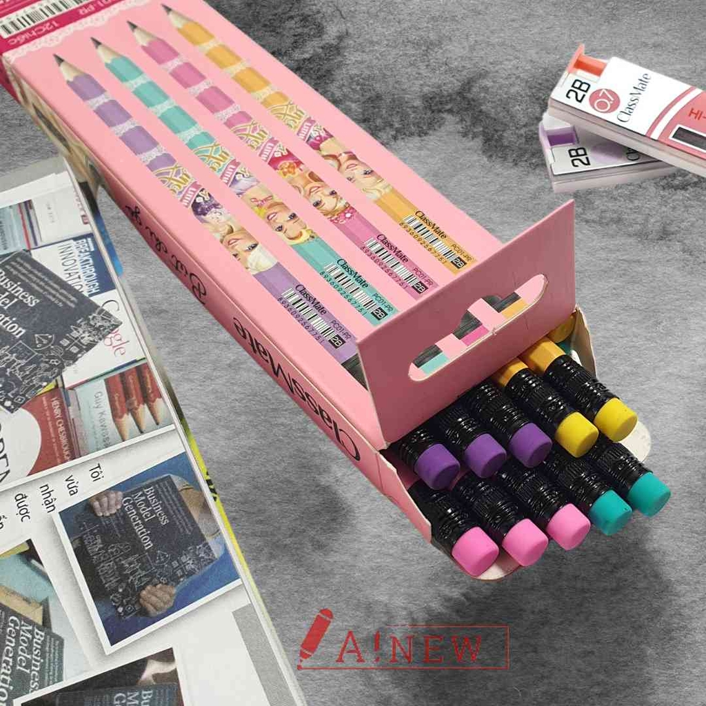 Hộp bút chì gỗ 2B hình búp bê Barbie PC01-PR