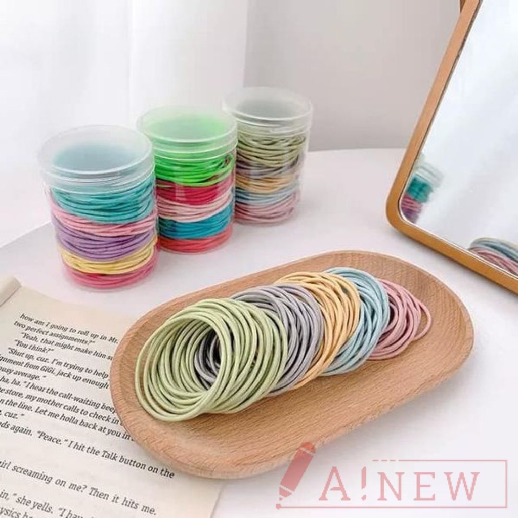 Set hộp 100 thun cột tóc nhiều màu