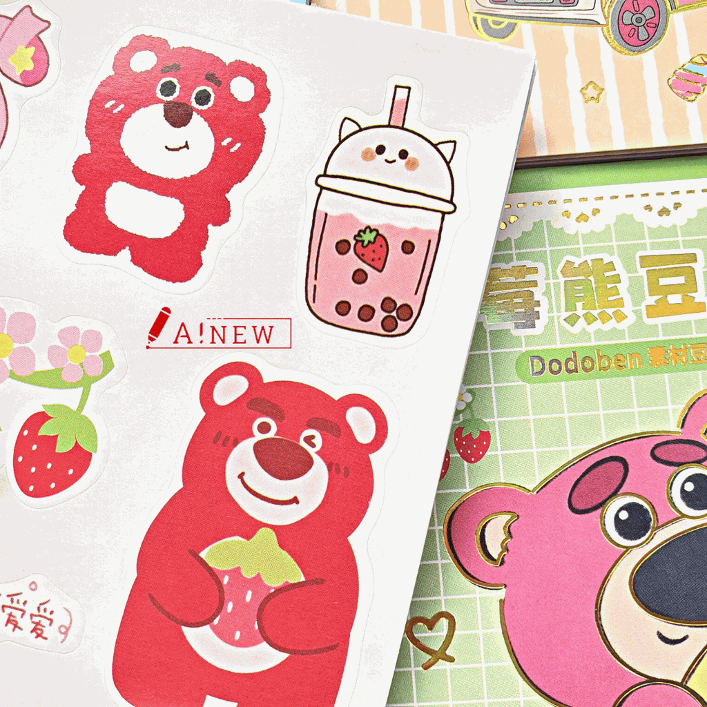 SỔ STICKER GẤU DÂU 24 TRANG / GẤU DÂU / TẶNG KÈM DỤNG CỤ DÁN STICKER / MÃ SỐ 346660