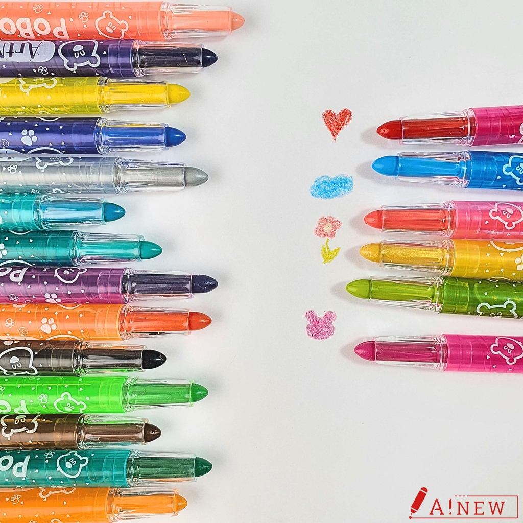 Bút sáp văn 12/ 24 màu Artmate/ Bút sáp màu Artmate / bút màu / Màu Poboo/ Bút sáp vặn-Twist Crayon