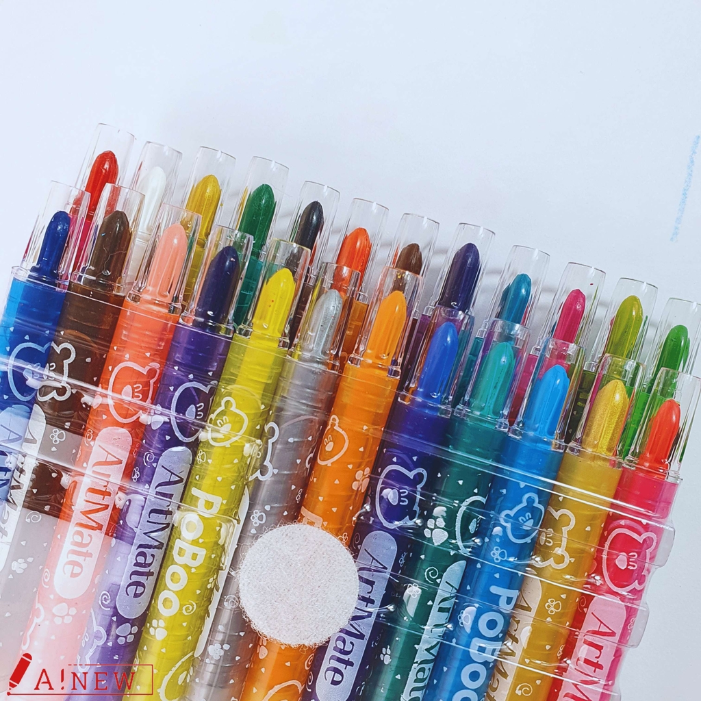 Bút sáp văn 12/ 24 màu Artmate/ Bút sáp màu Artmate / bút màu / Màu Poboo/ Bút sáp vặn-Twist Crayon