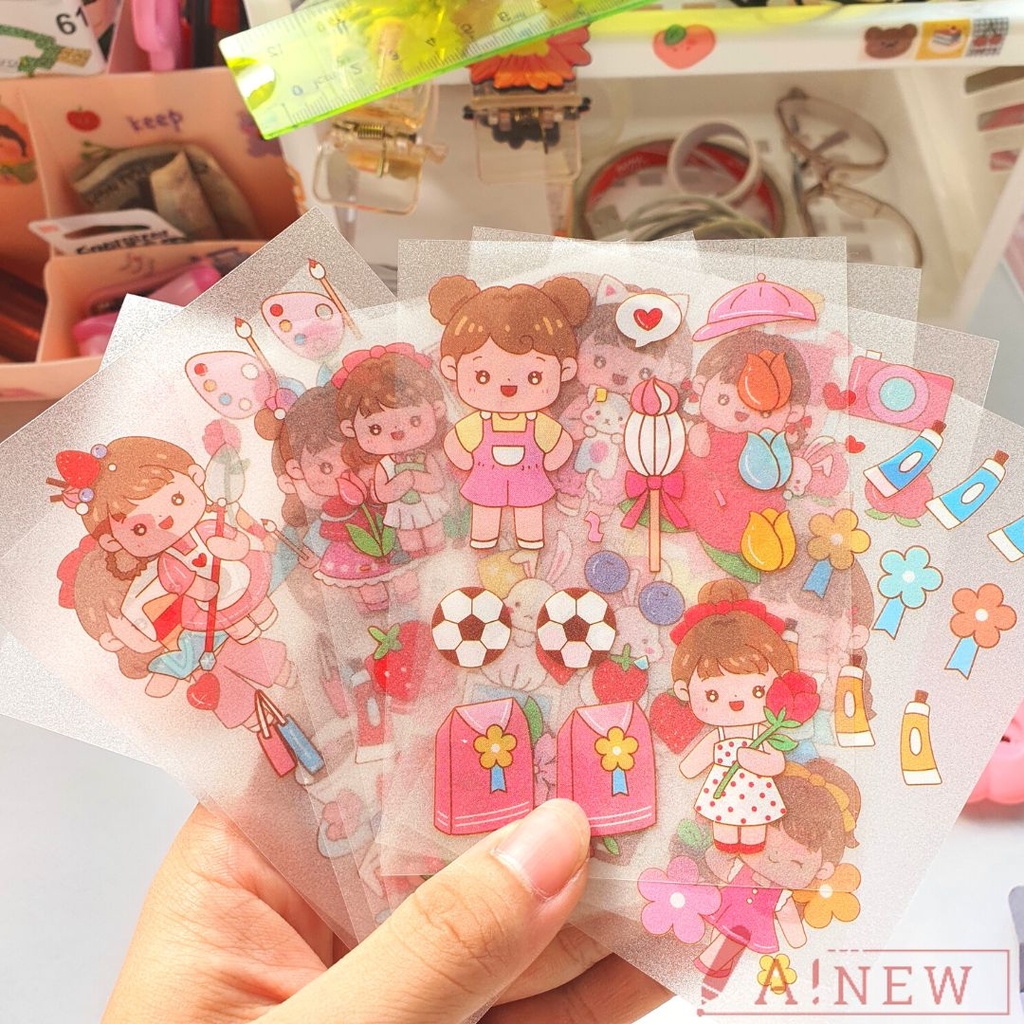 Bộ 10 miếng dán sticker, dao rọc giấy mini và giấy note hình em bé dễ thương