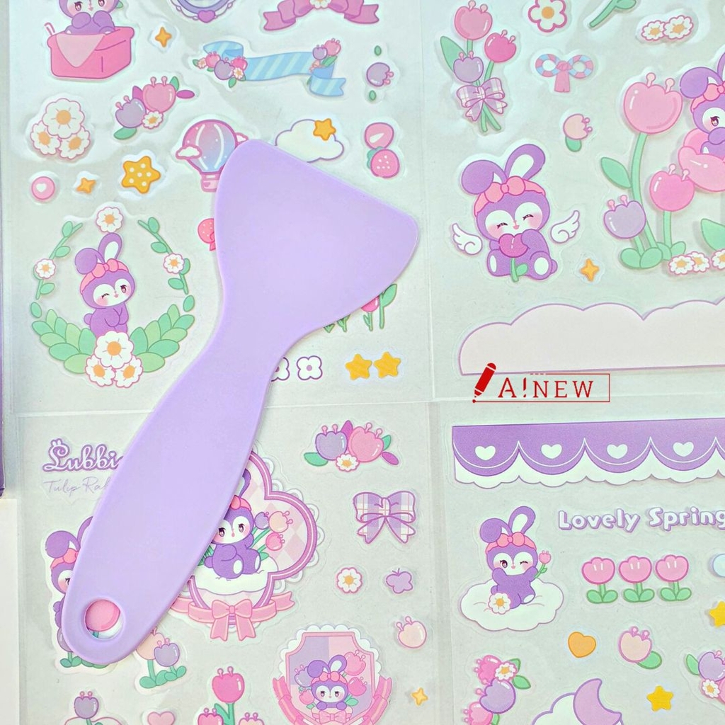 STICKER THỎ TÍM ĐEO NƠ TRANG TRÍ, CHỦ ĐỀ TÍM SIÊU XINH / 16 TỜ / MÃ SỐ 914521 ( tặng kèm dụng cụ dán sticker)