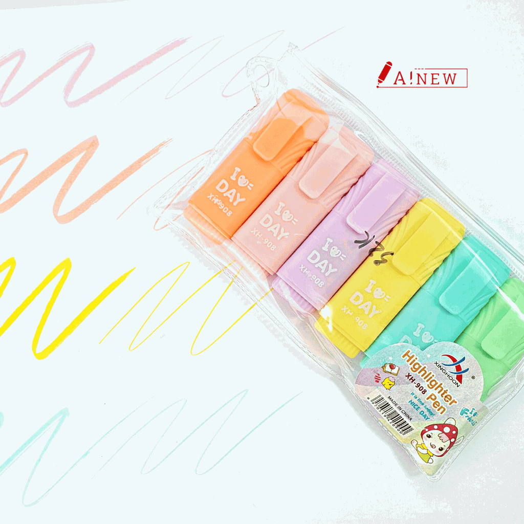 Bút dạ quang 6 màu hình bút lông mini / XH-908 / bút dạ quang / bút đánh dấu / Highlighter pen / mã số 420900