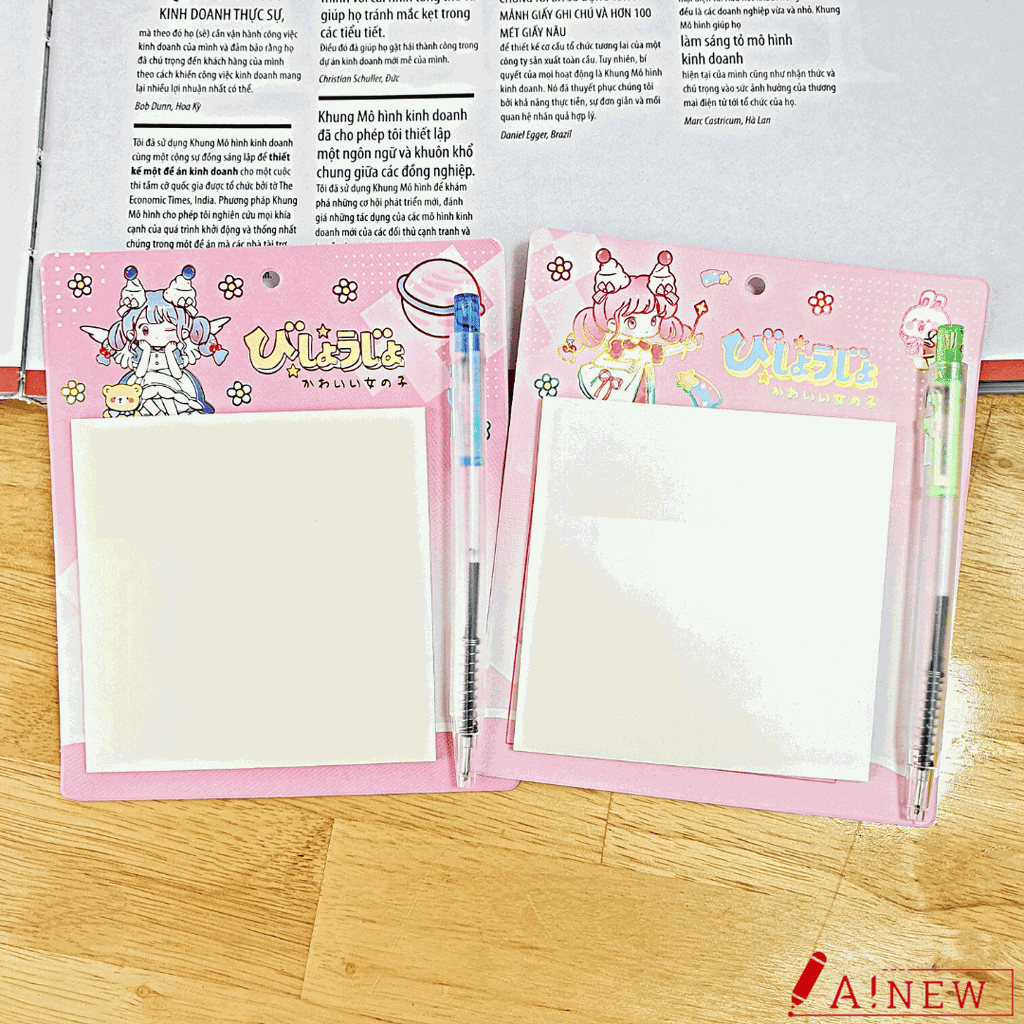 GIẤY NOTE TRONG SUỐT TẶNG KÈM BÚT BI MỰC ĐEN MINI / GIẤY NOTE TRONG / GIẤY NOTE / GIẤY GHI CHÚ / MÃ SỐ 111086