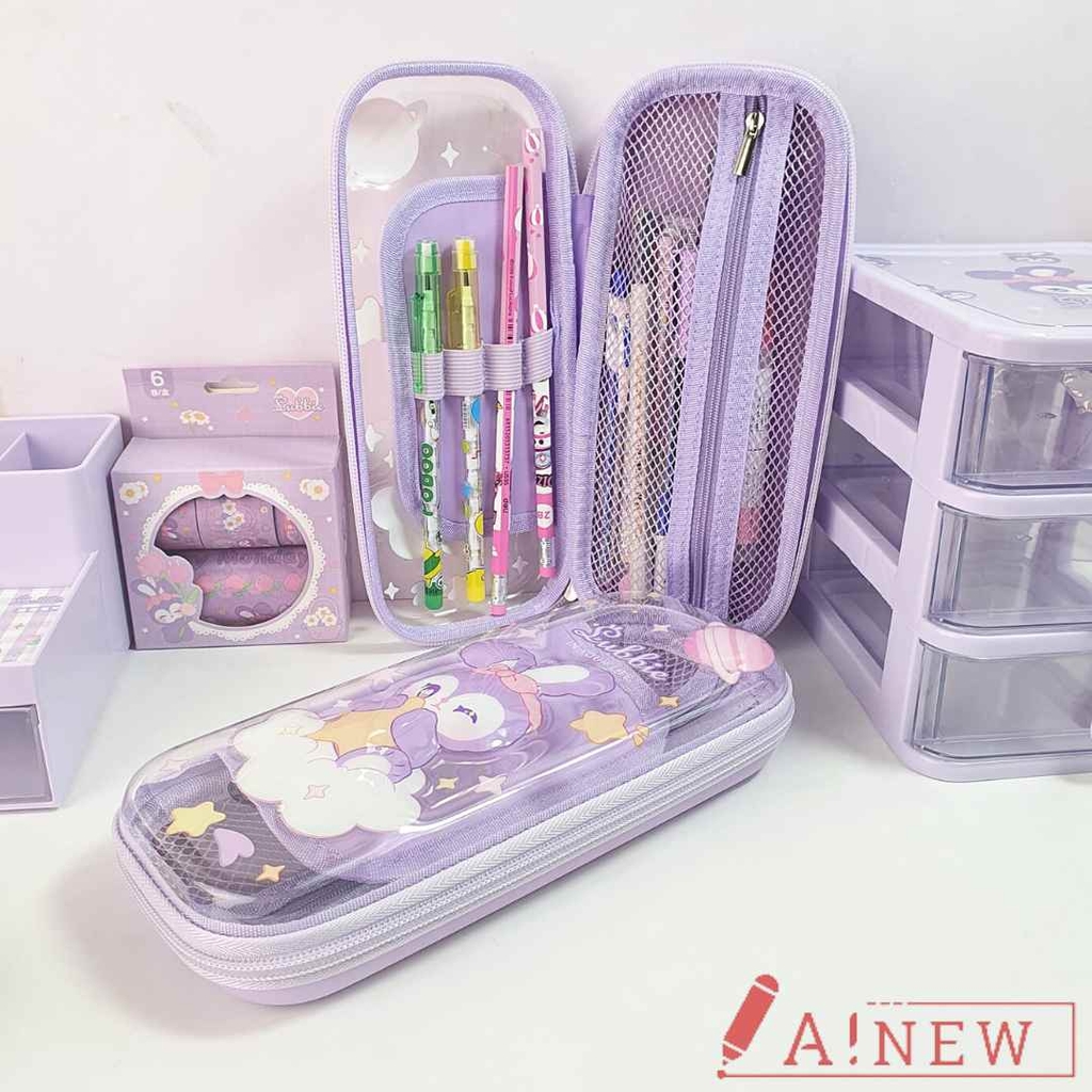 Hộp bút chống nước Lubbie Thỏ tím đeo nơ - Hộp đựng bút cao cấp