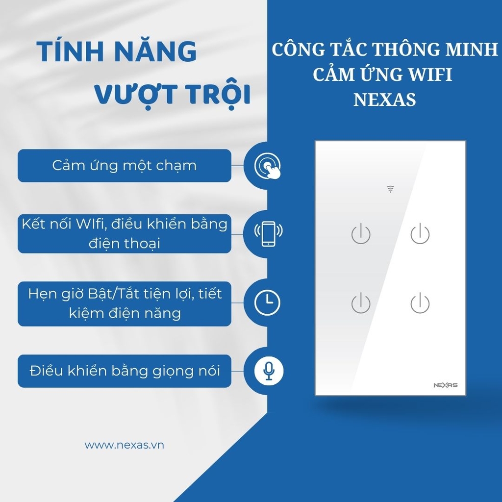 Công Tắc Thông Minh Cảm Ứng Wifi NEXAS