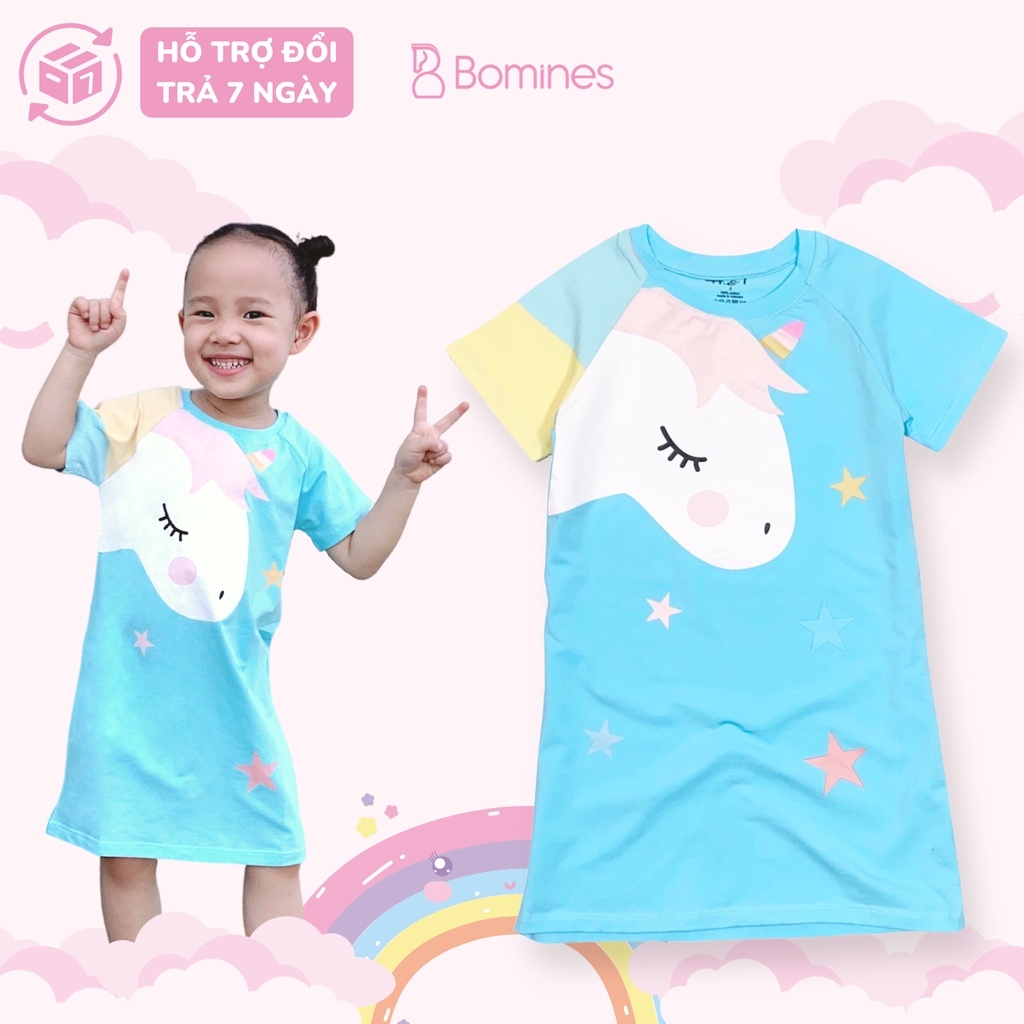 Váy cho bé gái Unicorn BOMINES, đầm Unicorn dáng suông dễ thương ...