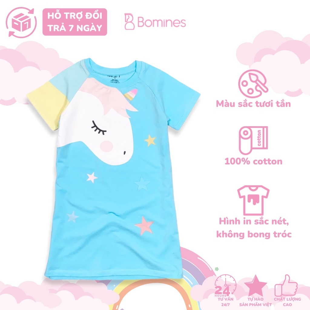 Váy cho bé gái Unicorn BOMINES, đầm Unicorn dáng suông dễ thương ...