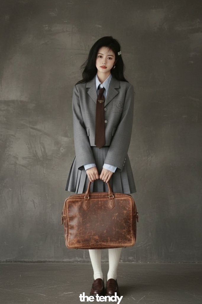 Áo Blazer thiết kế nữ Mimosa, 2 màu ghi/nâu, dáng croptop phong cách Preppy