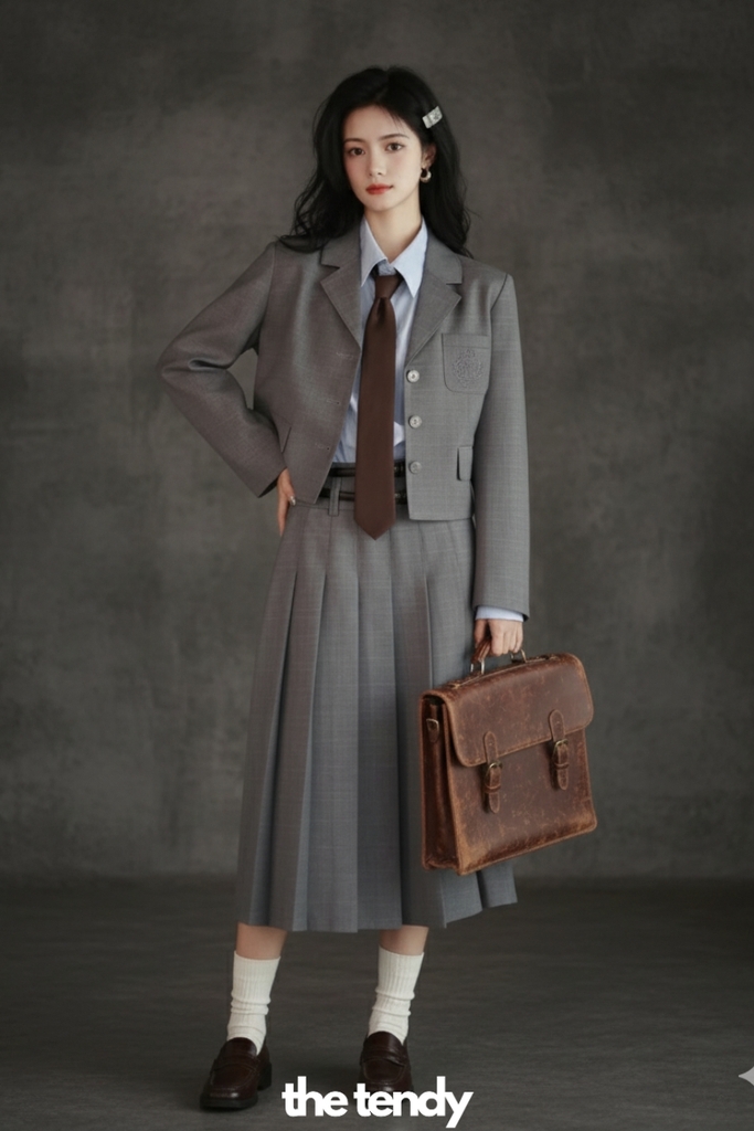 Áo Blazer thiết kế nữ Mimosa, 2 màu ghi/nâu, dáng croptop phong cách Preppy