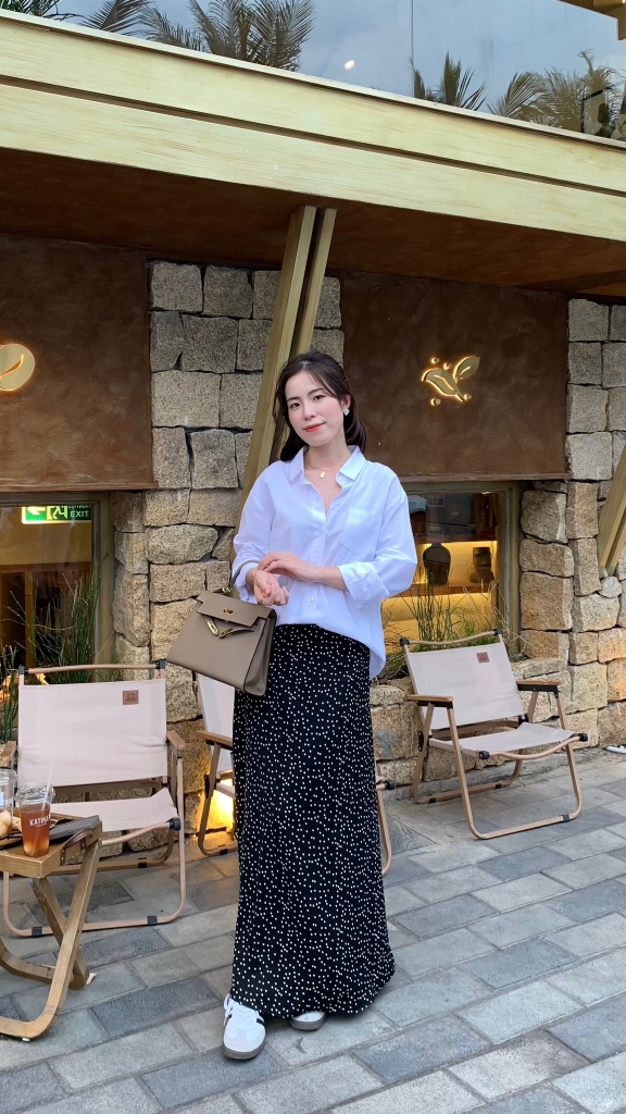 Chân váy lụa dáng dài chữ A Lena
