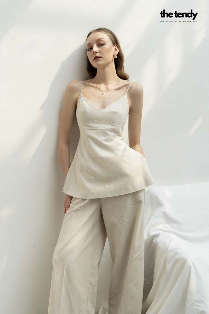 Áo 2 dây linen Le Perce-Neige thiết kế cúp ngực, gợi cảm phong cách tối giản