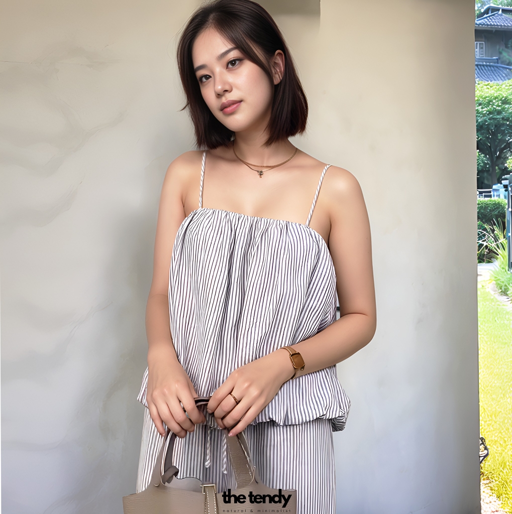 Áo 2 dây dáng bubble Lauryn, chất linen premium