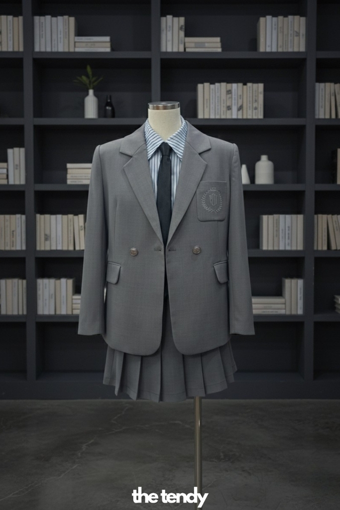 Áo blazer nữ thiết kế Lynx tay dài, hai màu ghi/nâu, phong cách preppy